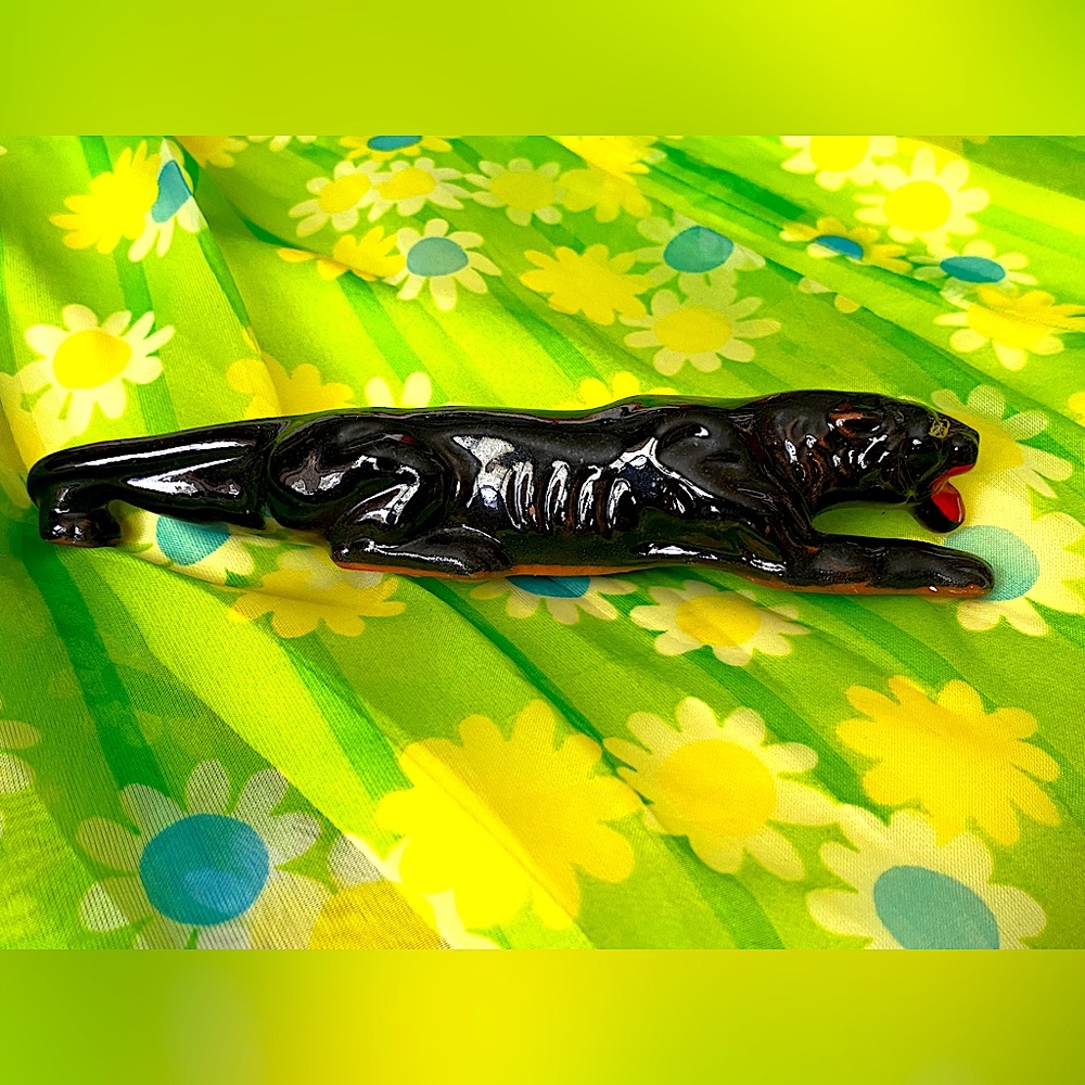 Vintage MCM ceramic black Panther made in Japan Approx 8”